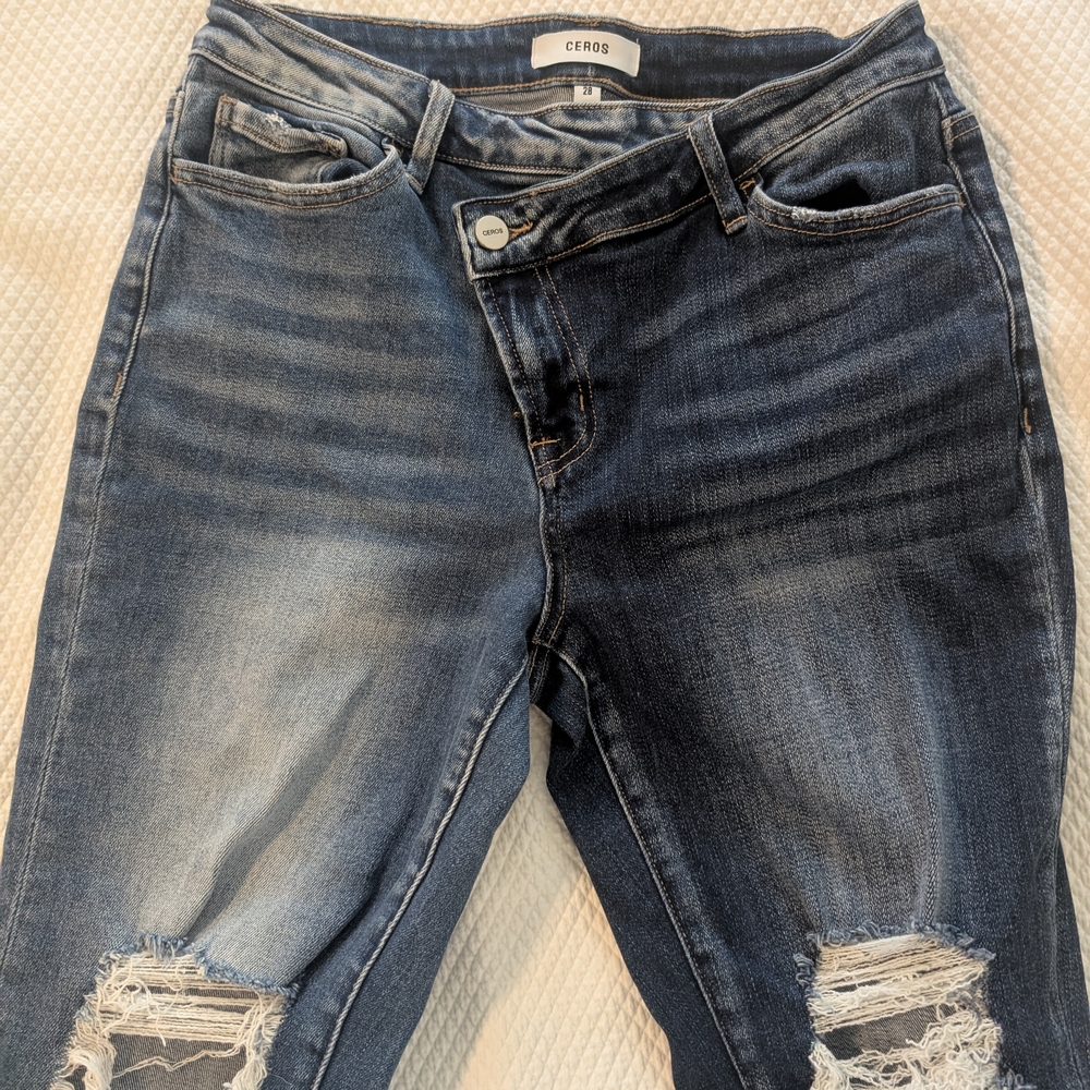 Women's Blue Distressed Jeans